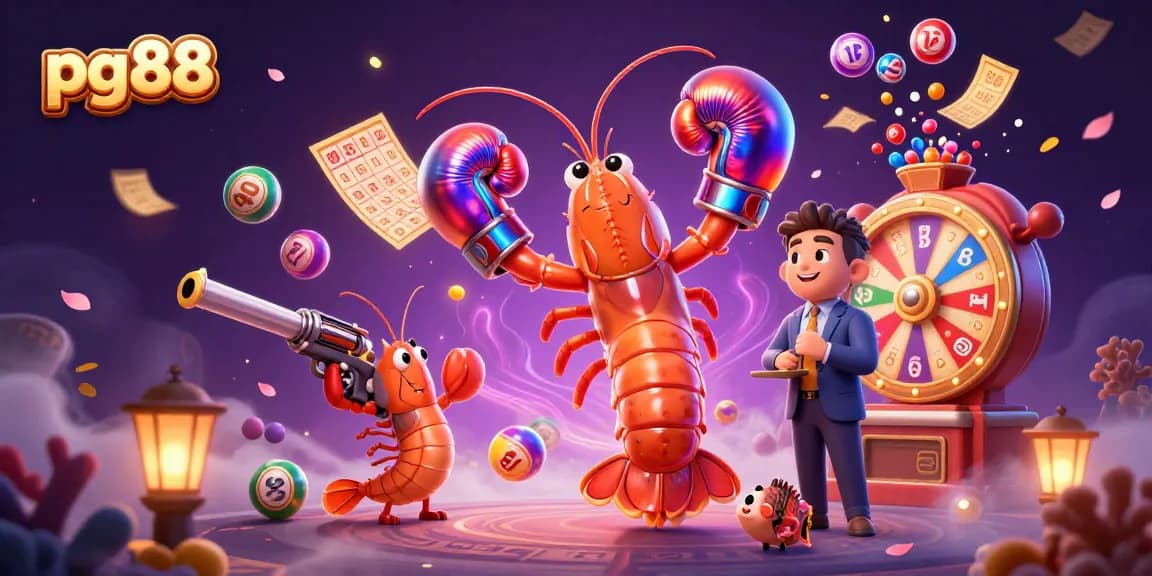 Play exciting casino games at pg88 with vibrant lottery balls and an energetic atmosphere.
