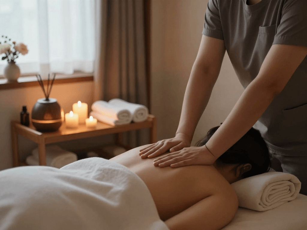 Experience ultimate relaxation with 수원출장마사지 in a serene therapy room, showcasing massage therapist and calming ambiance.