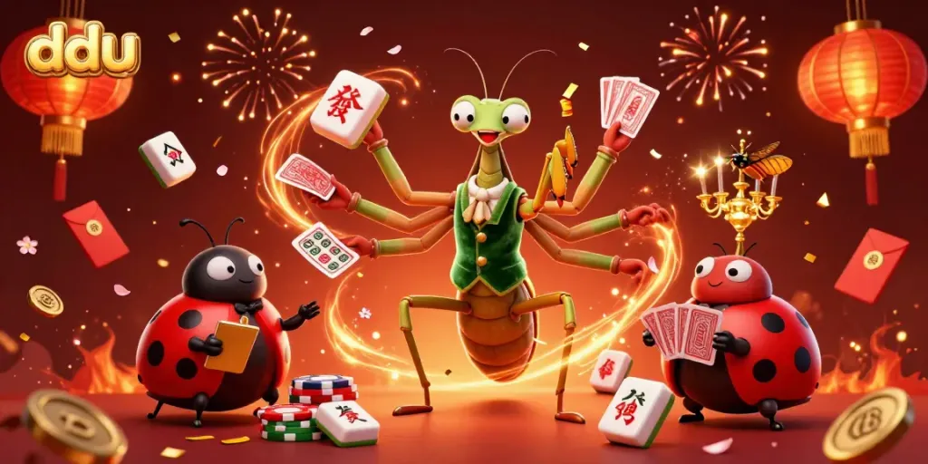 Experience the fun of dduu with a 3D casino scene featuring unique characters and vibrant game elements.
