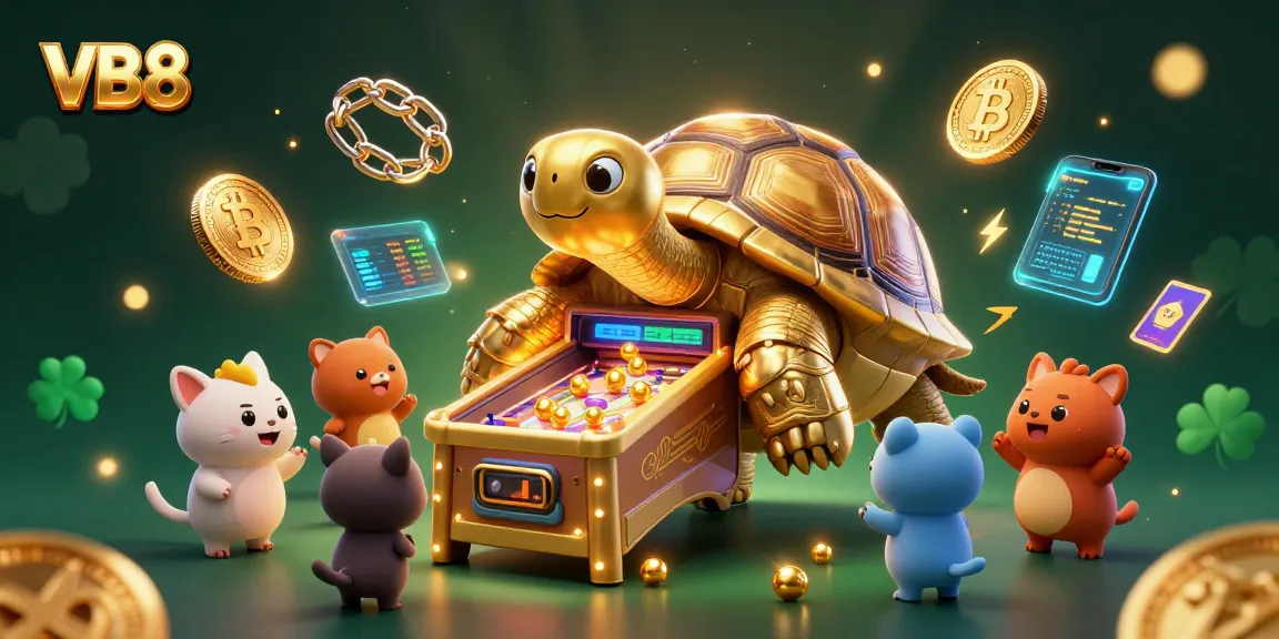 Win big at VB8 with an exciting gaming scene featuring a golden tortoise pinball machine!