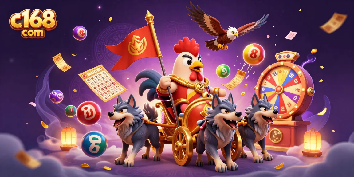 Engage in thrilling gameplay at c168 com, featuring an action-packed scene of a rooster warlord leading a dynamic gambling adventure.