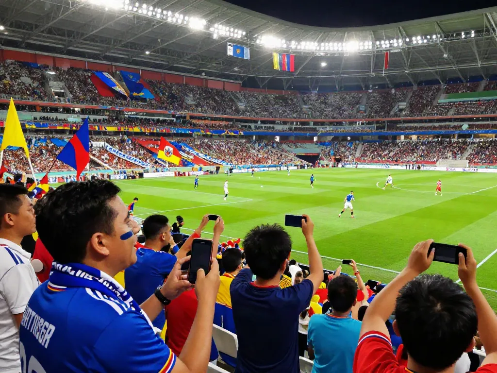 Football fans enjoying a live match on GavangTV with vibrant stadium energy.