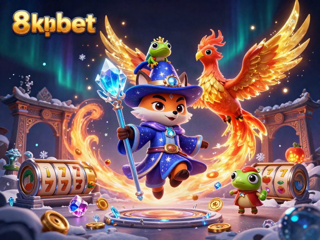 Engage in 8xbet gaming with a wizard fox, phoenix, and interactive slot features.