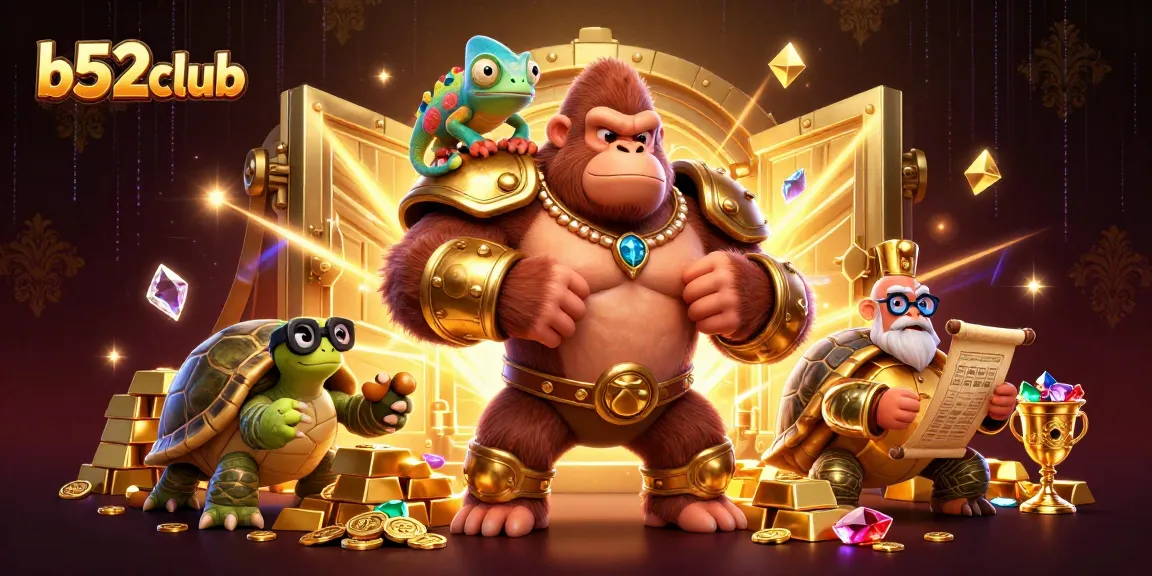 b52club players engaging in thrilling gaming with vibrant casino elements surrounding powerful characters