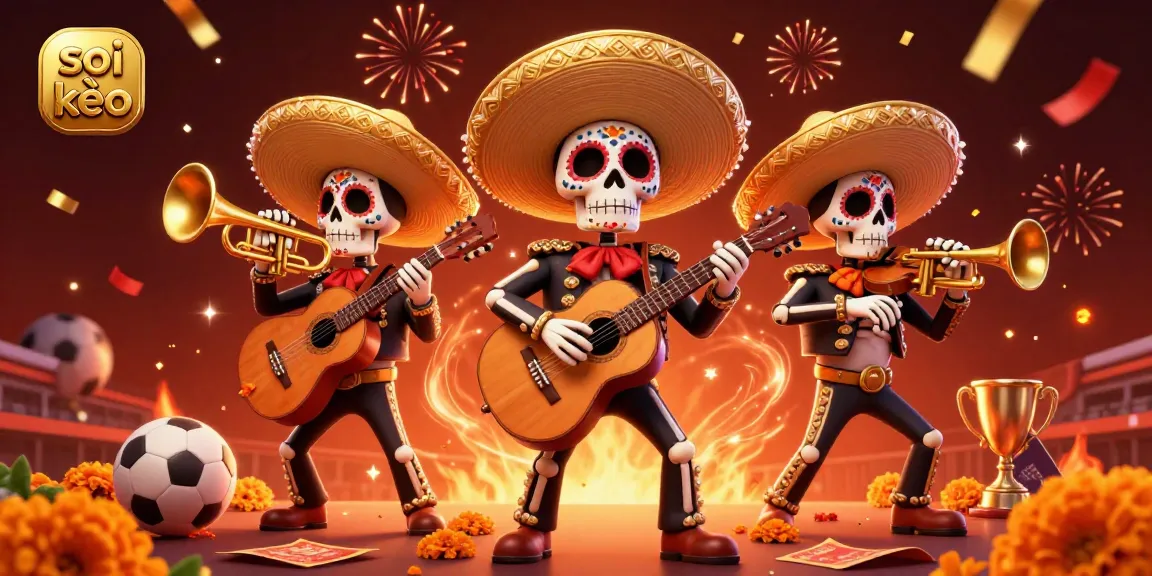 Bet on soi kèo as a mariachi band celebrates with sports betting elements in a vibrant illustration