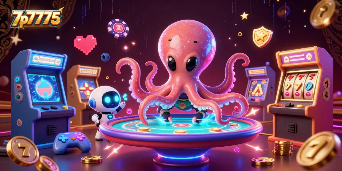 Engage with 7p7775 at a lively poker scene animated by an alien octopus in space!