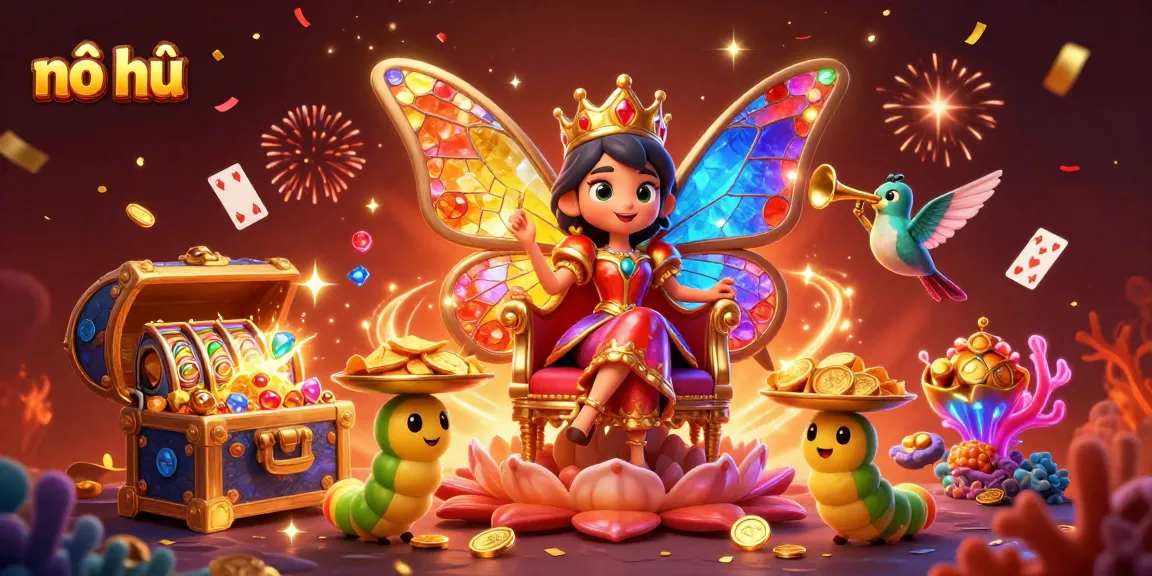 Experience the thrill of nổ hũ with colorful jackpots and winning symbols in this vibrant illustration.