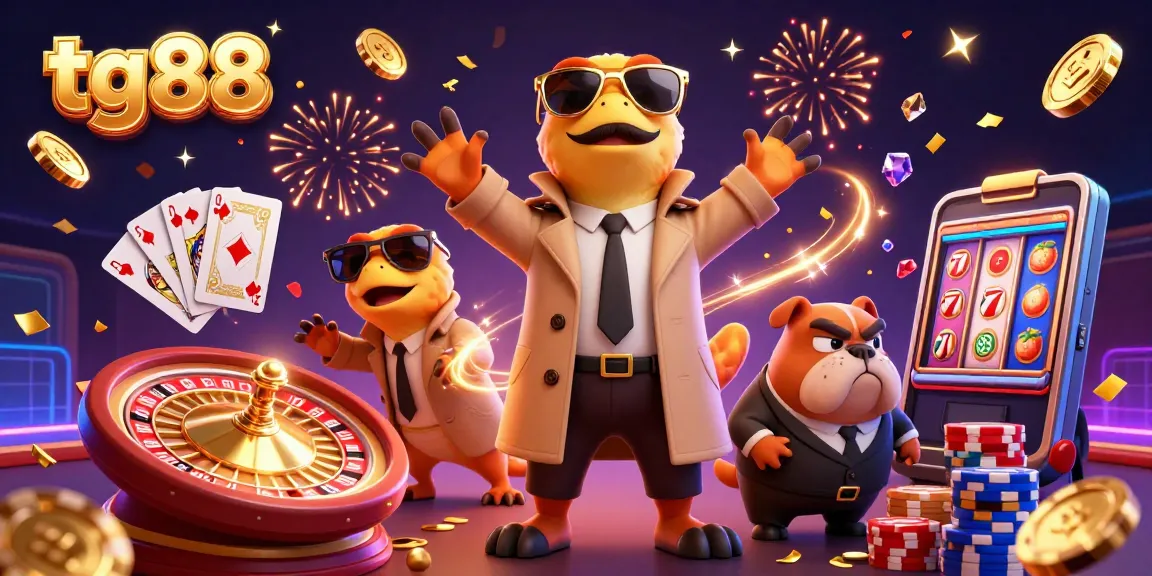 Join the excitement at tg88 casino with playful raptors and dazzling gaming elements!