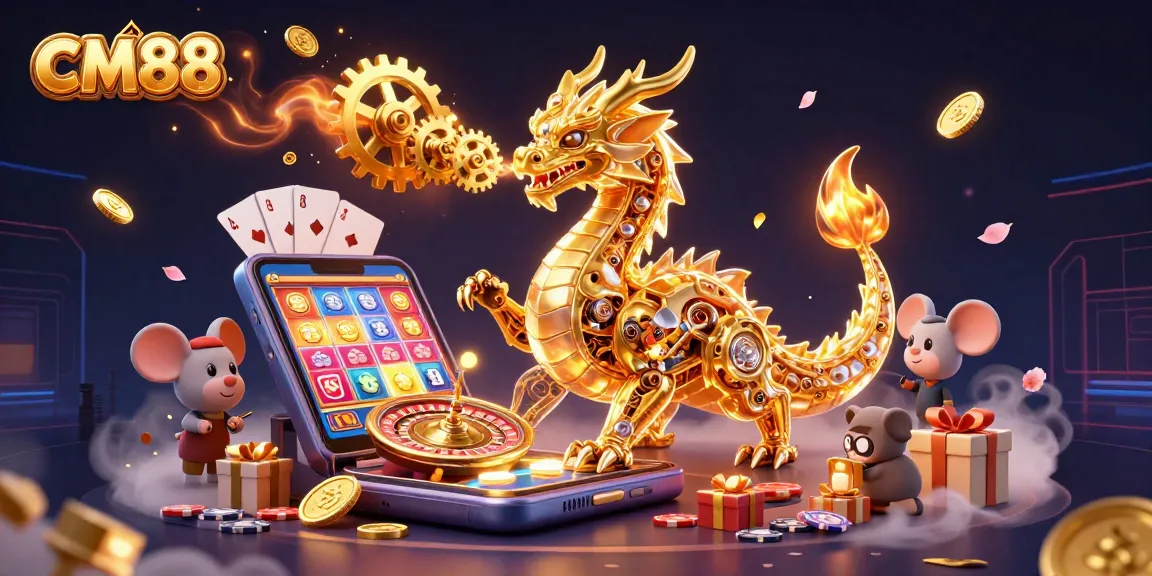 Experience CM88's vibrant casino action with a biomechanical dragon and exciting game elements.