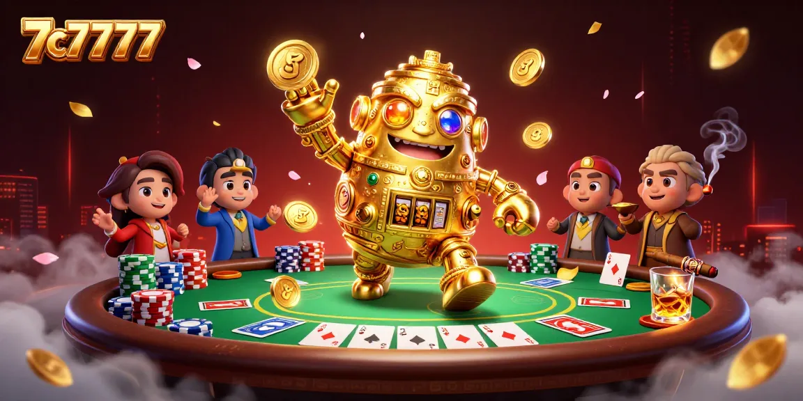 Experience thrilling gameplay at 7c7777 with vibrant poker action featuring golden golem and chips.