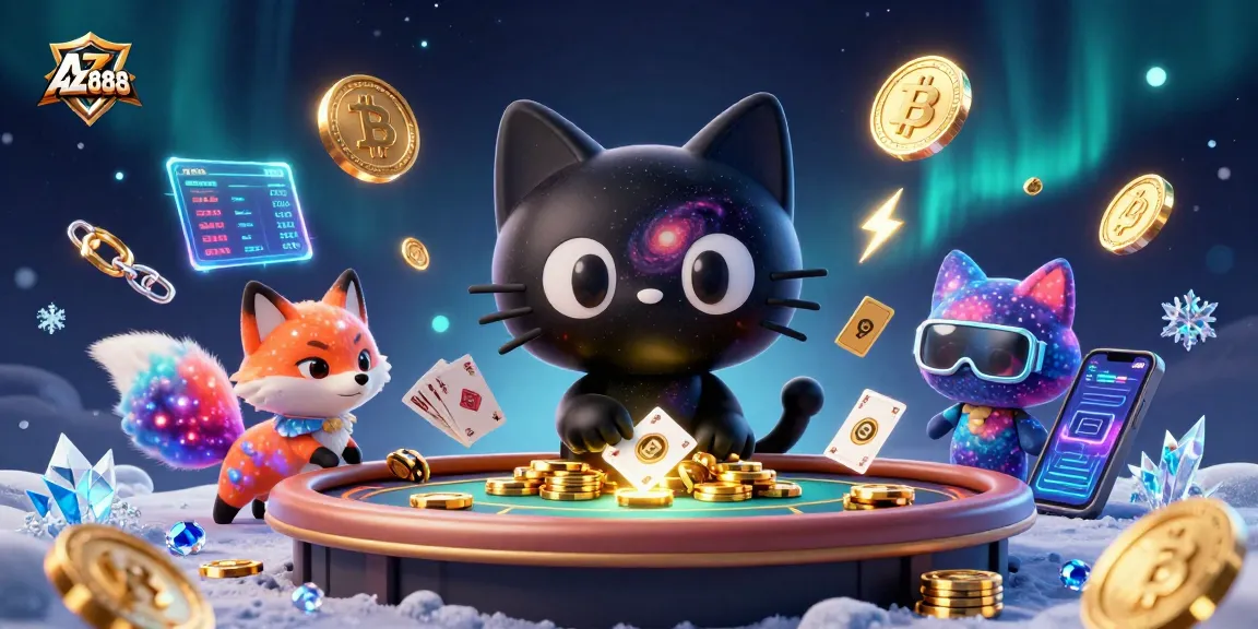 Engage with AZ888's cosmic casino experience featuring a black hole cat and nebula fox!