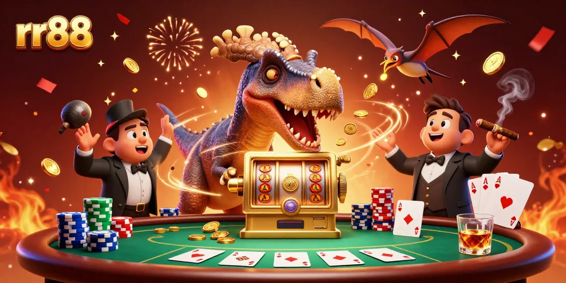 Experience rr88's thrilling jackpot moments with 3D characters in a vibrant casino scene.