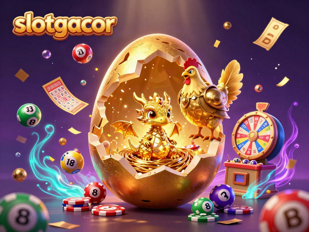 Experience slotgacor and win with vibrant lottery elements and a golden dragon in an engaging casino scene.