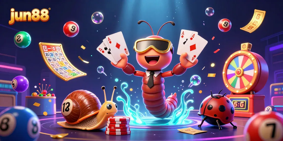 Experience lively gaming at jun88 with a vibrant dealer surrounded by colorful lottery elements.