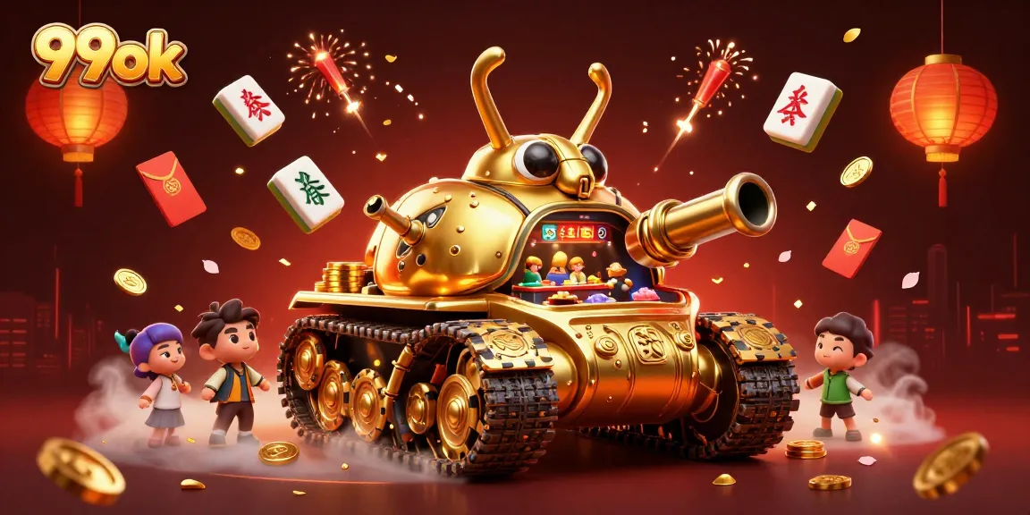 Engage with 99ok's exciting casino experience featuring golden beetle tank and vibrant gaming elements.
