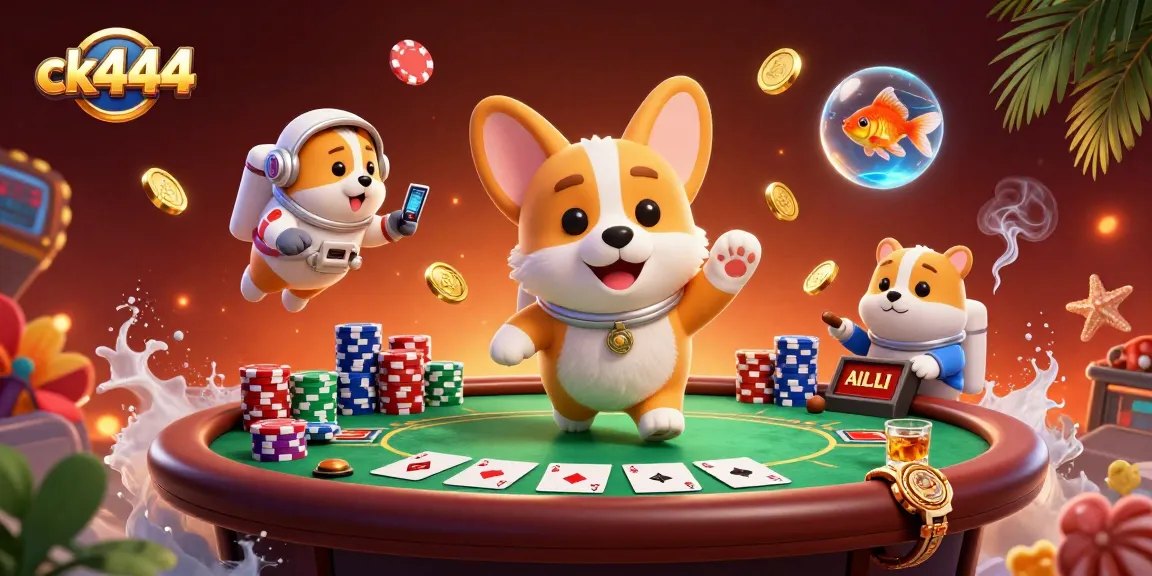 Play and win at ck444 Casino with a dynamic space-themed gambling scene featuring playful characters.