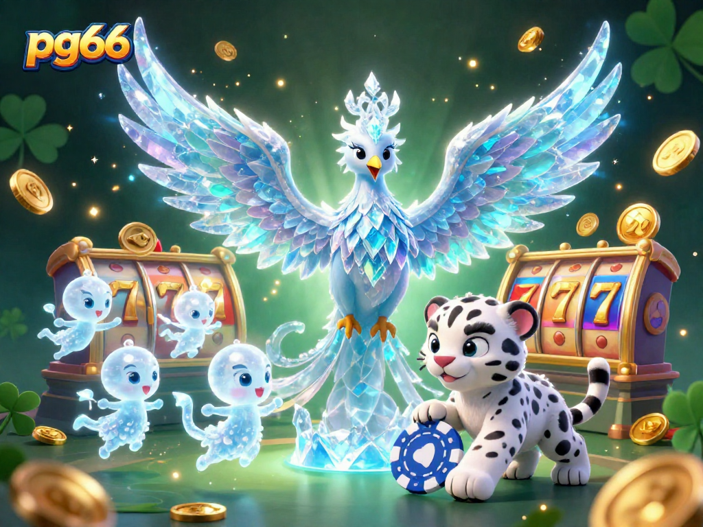 Spin the reels at pg66 with a dazzling ice phoenix and lucky symbols, showcasing vibrant casino magic.