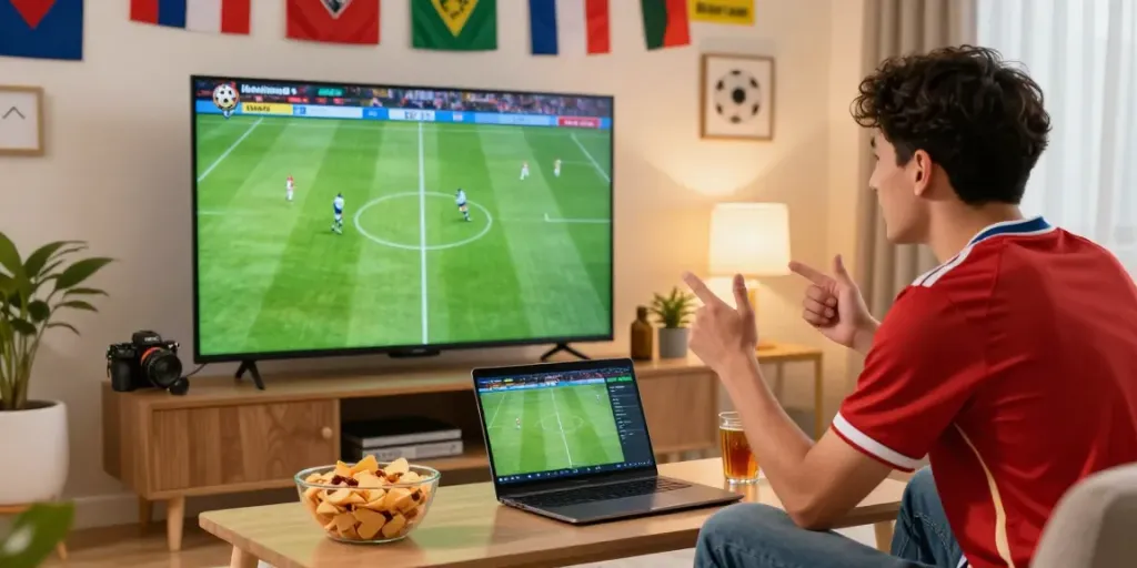 Xoilactv football viewing setup with fans enjoying live match in HD.