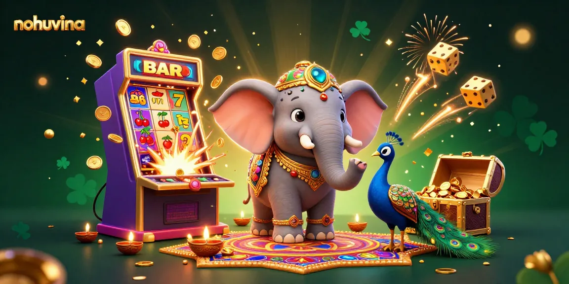 Nohuvina celebrates with a vibrant 3D illustration featuring casino elements and Diwali-themed characters.