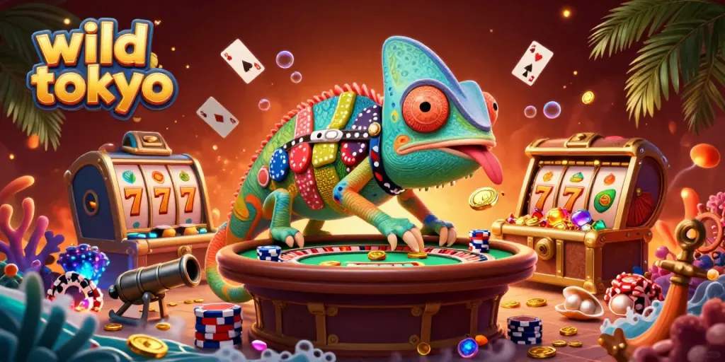 Experience the thrills of wild tokyo with vibrant casino-themed 3D illustration capturing exciting gaming elements.