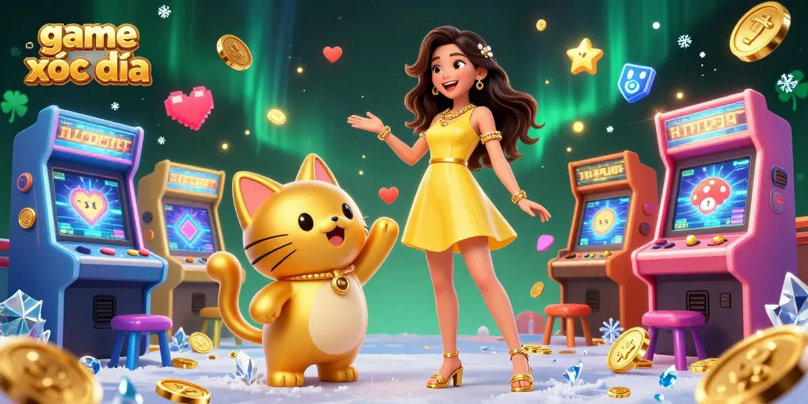 Engage with game xóc đĩa as a beautiful Asian woman interacts with a lucky cat in a vibrant casino setting.