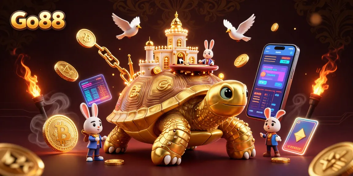 Experience the thrill of Go88's vibrant gaming world with a stunning casino illustration featuring dynamic elements.
