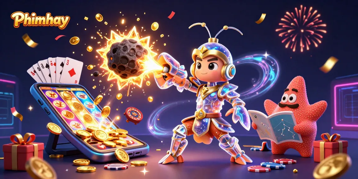 Engage in thrilling gameplay with Phimhay's vibrant slot adventures amidst explosive treasures and starry skies.