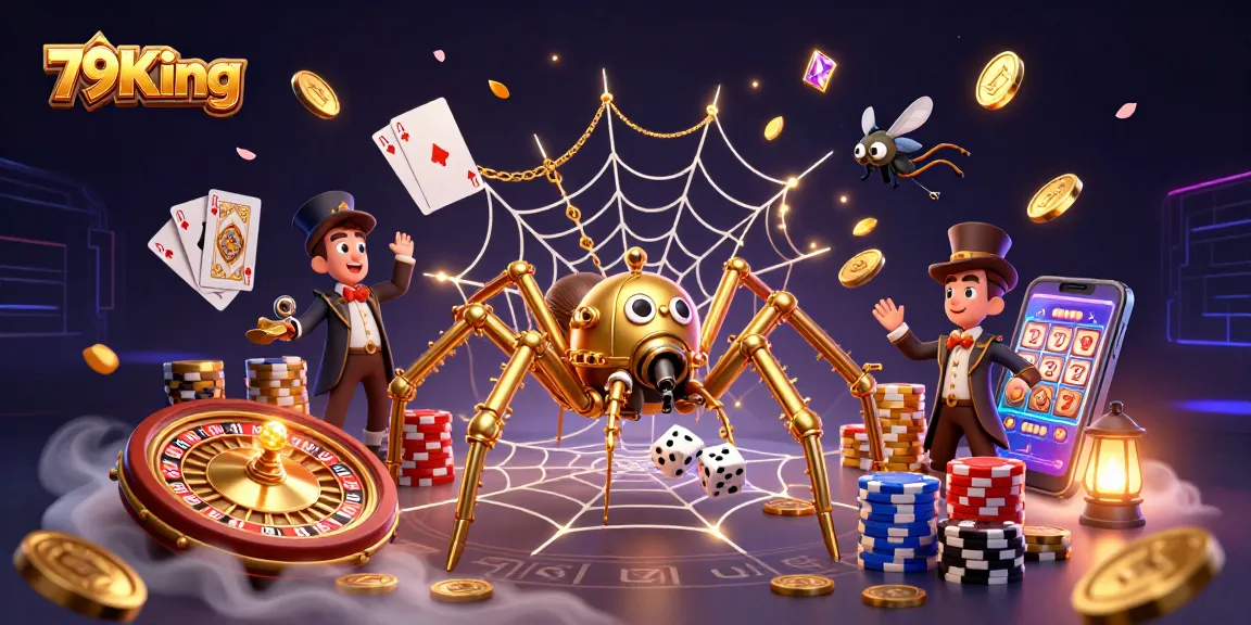 Experience the thrilling action of 79King with vibrant casino elements in a rich 3D illustration.