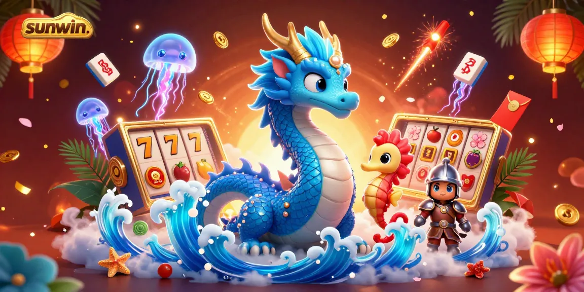 Play thrilling games at sunwin. with colorful 3D casino elements and characters enjoying the excitement.