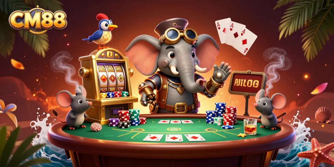 Experience thrilling gameplay at CM88 with steampunk engineer and vibrant casino elements.