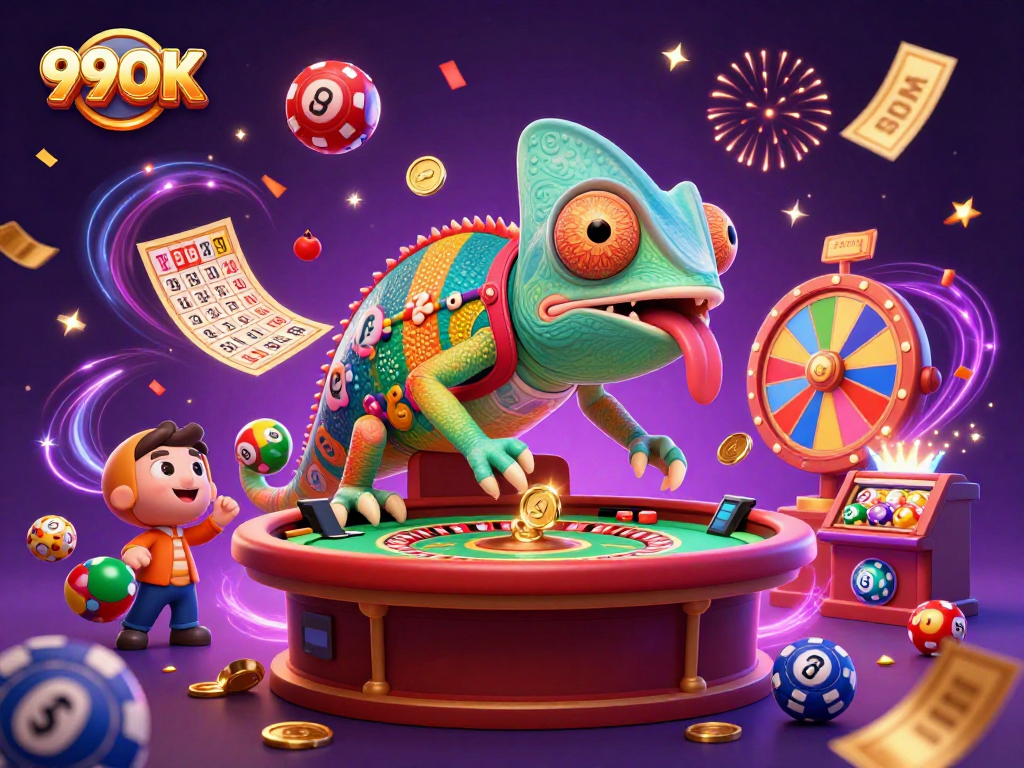 Experience thrilling wins with 99OK's dynamic casino illustration featuring vibrant lottery elements.