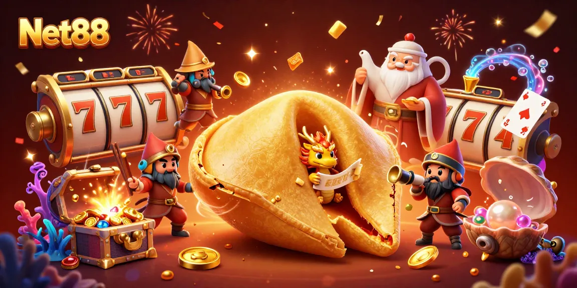 Experience the thrill of winning with Net88 in this vibrant casino-themed illustration.