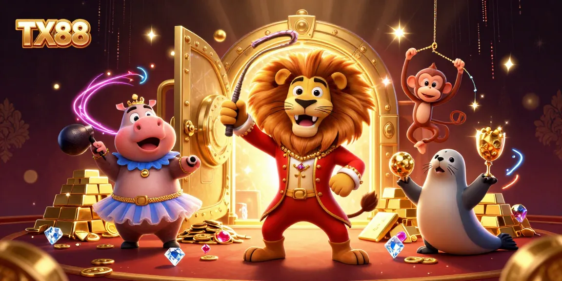 Experience thrilling gaming adventures at TX88 with a vibrant circus scene filled with excitement.