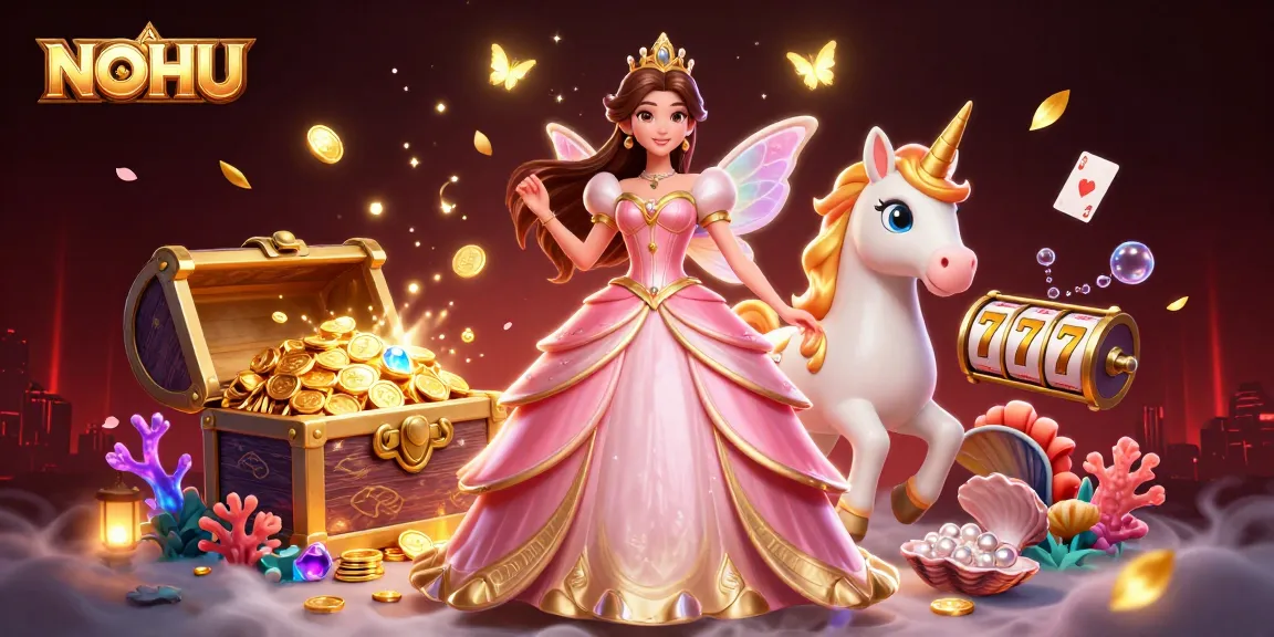 Spin the reels with NOHU, featuring a glamorous princess and unicorn amongst treasure.