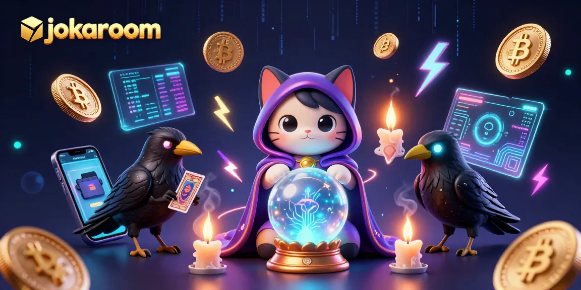 Engage with jokaroom's vibrant 3D casino scene featuring mystical elements and cryptocurrencies.