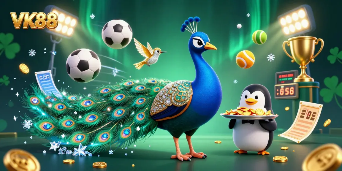 Engage with VK88's dynamic sports betting scene featuring thrilling elements and colorful characters.