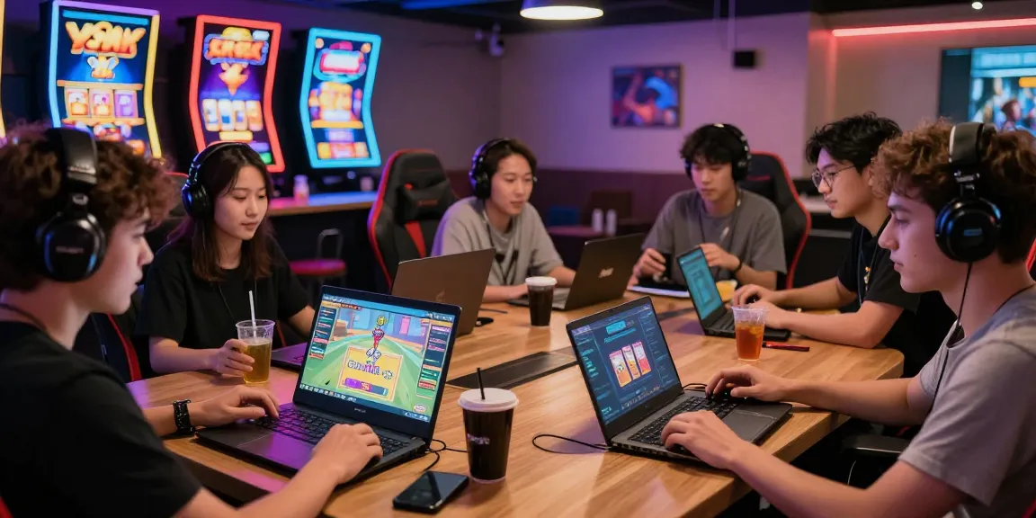 Sun win platform in a vibrant online gaming lounge with enthusiastic players engaged in exciting games.