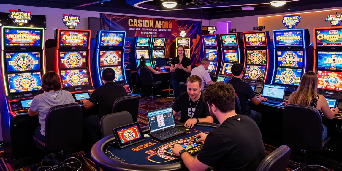 Giocatori coinvolti che si godono i giochi dei casino online non AAMS in un'atmosfera vivace.