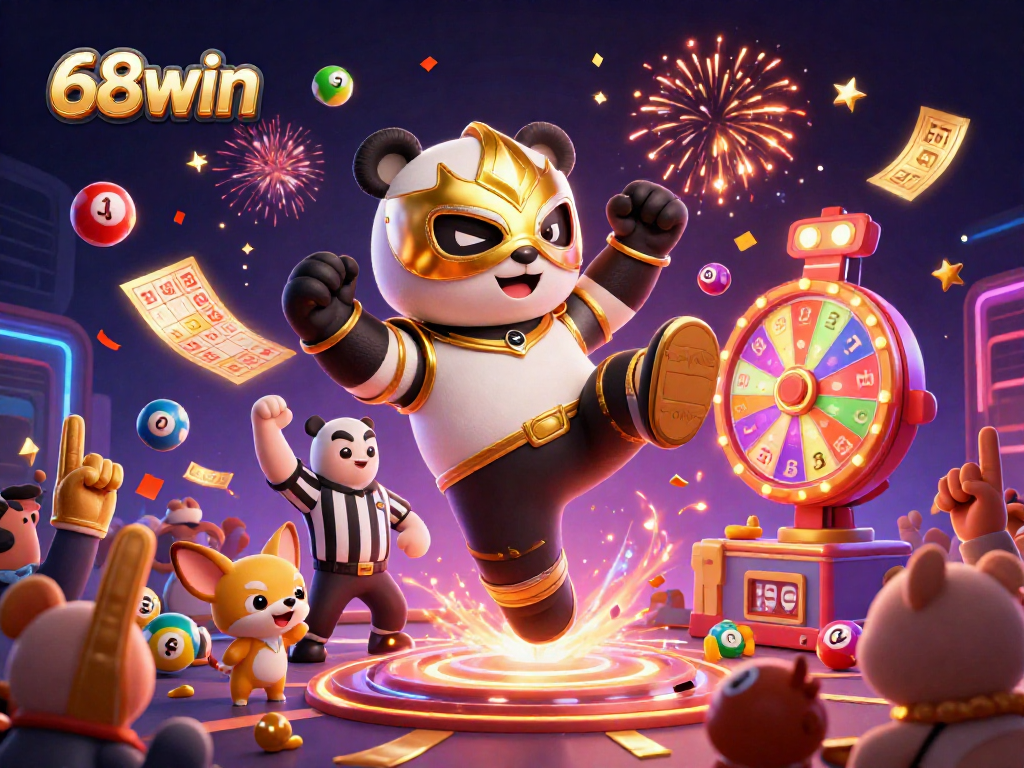 Join the fun at 68win, as the 3D panda wrestler kicks off an exciting casino adventure!