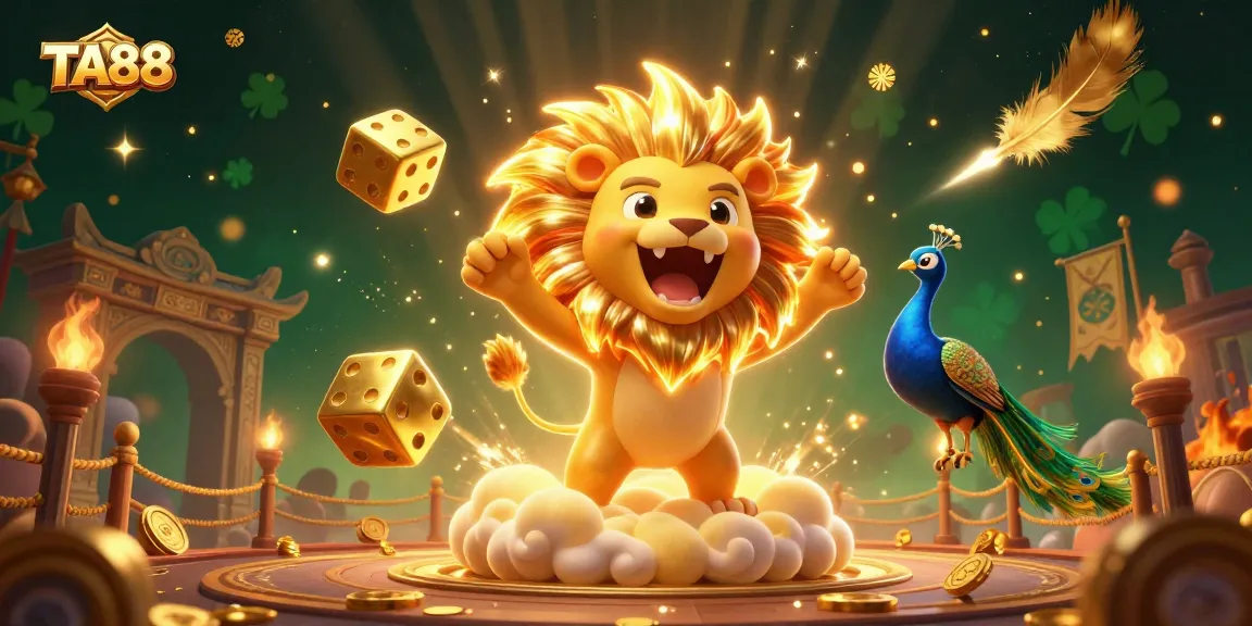 Experience the thrill of TA88 with a vibrant casino-inspired 3D illustration featuring dynamic characters and elements.